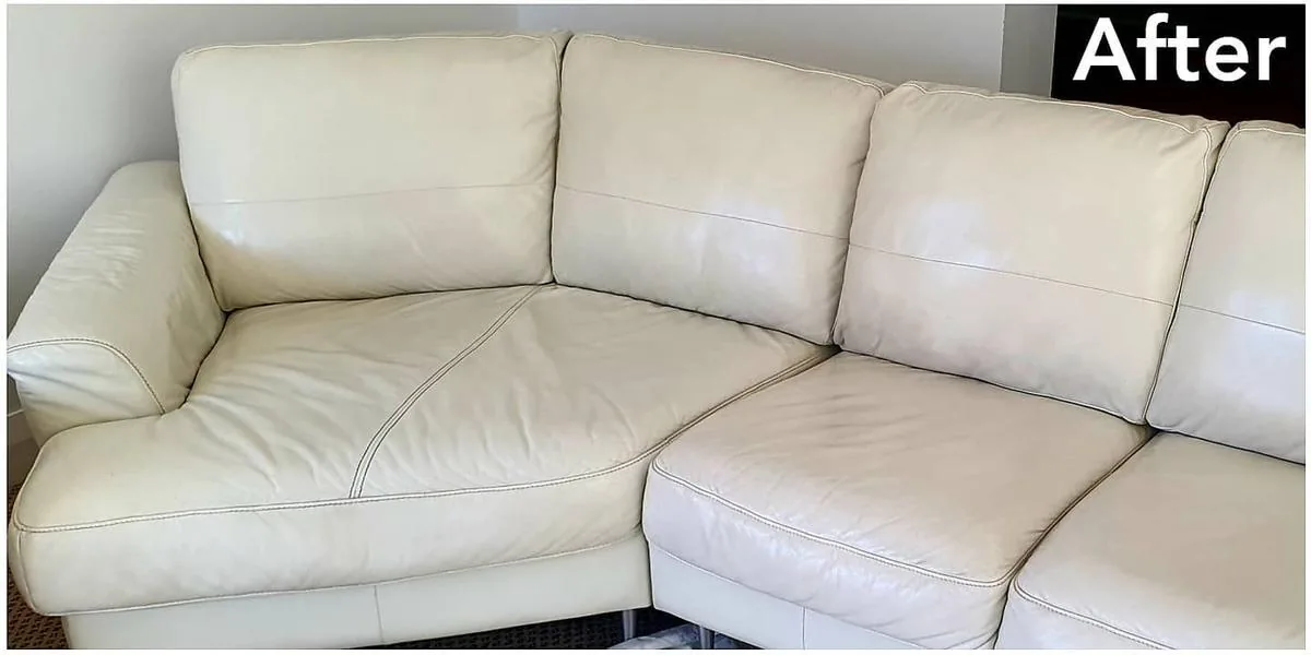 Clean 3-seater sofa after professional deep shampoo cleaning in Dubai UAE by Al Haya Sofa Care