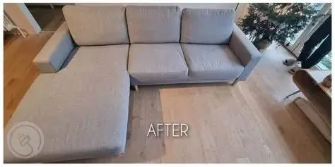 Clean L-shaped sofa after deep cleaning in Downtown Dubai — Al Haya