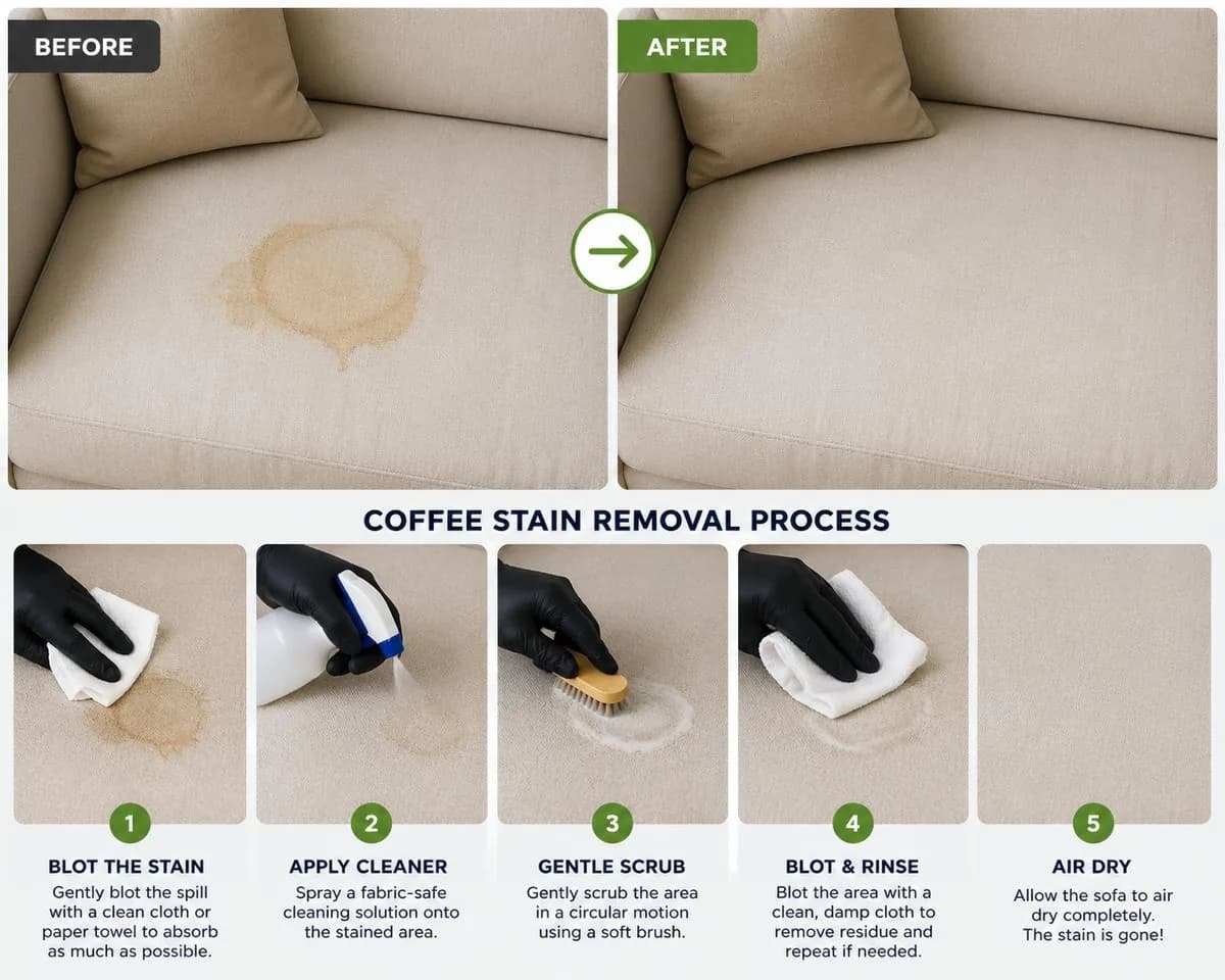 How to Remove Common Sofa Stains (Coffee, Pet & Wine)