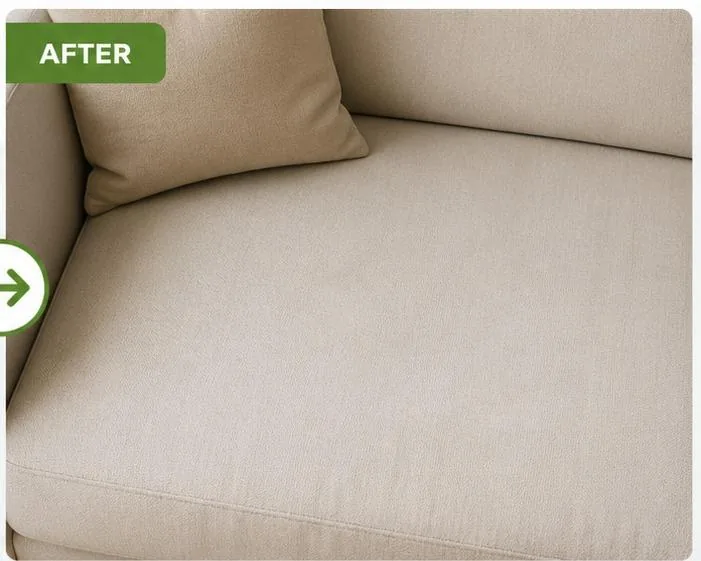 Sofa after coffee stain removal in JVC Dubai — Al Haya Sofa Care UAE