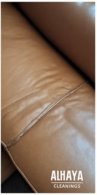 Leather sofa completely cleaned and mould-free after Al Haya Sofa Care treatment in Palm Jumeirah Dubai