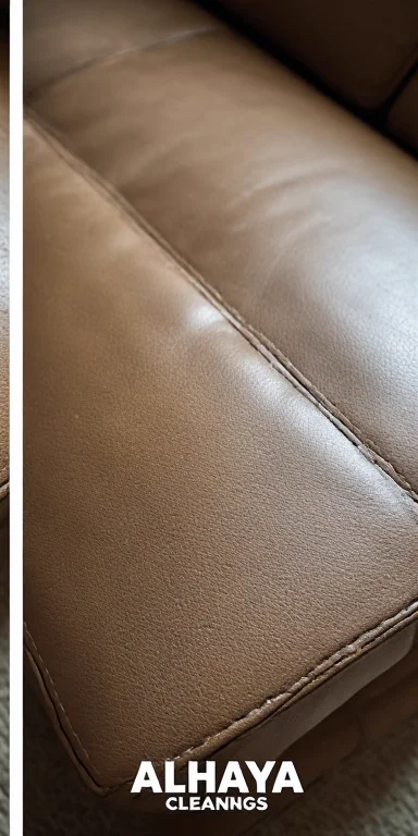Leather sofa restored from scratches and scuffs in Downtown Dubai — Al Haya professional leather cleaning