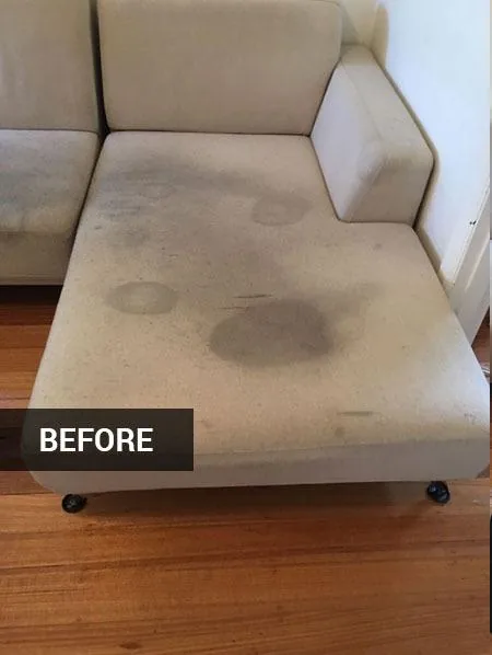 Sofa with pet stain before cleaning in Ajman UAE